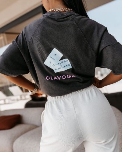 T-shirt damski OLAVOGA TAIST 2026 ciemny szary - FashionPlace - 3
