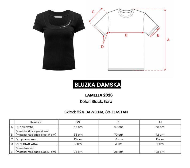Bluzka damska OLAVOGA LAMELLA 2026 czerń