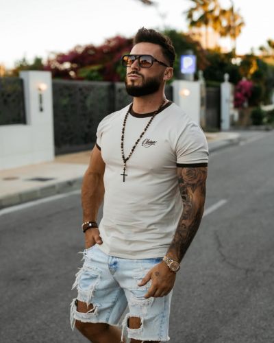T-shirt męski OLAVOGA VIROO  2026 beż - FashionPlace - 1
