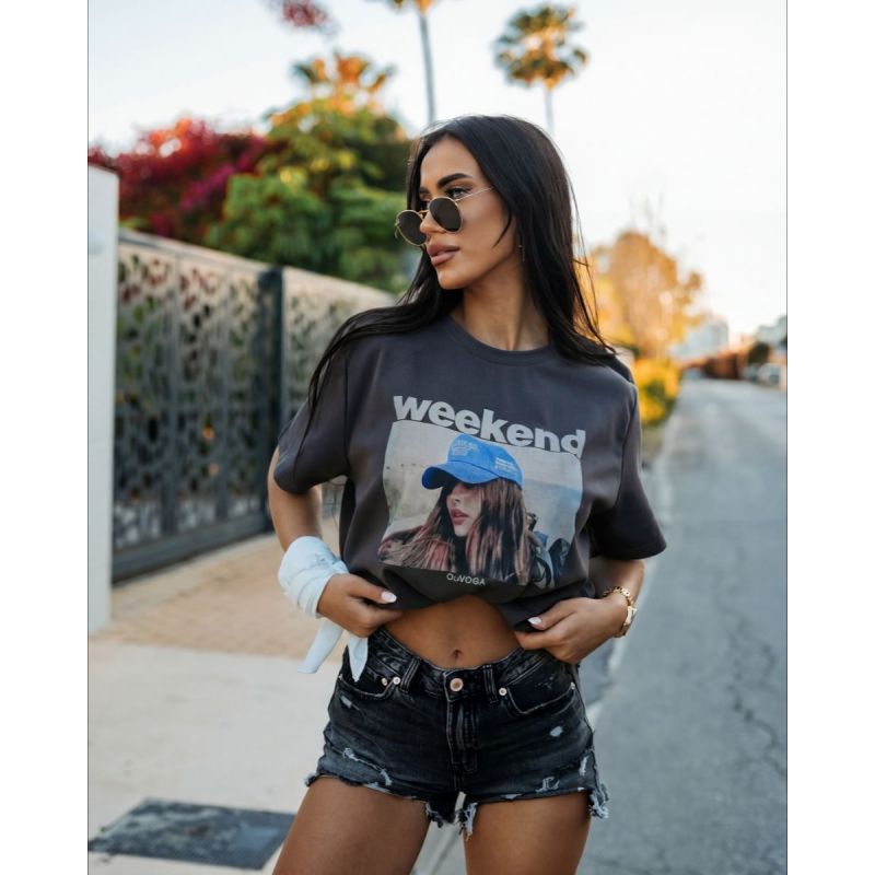T-shirt damski OLAVOGA FLYKIO 2026 szary - FashionPlace - 1