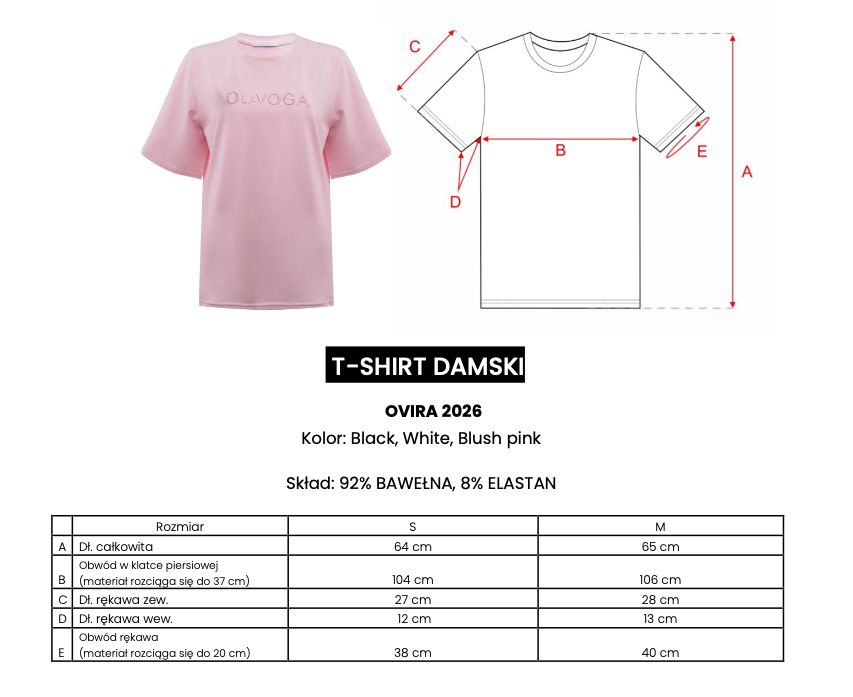 T-shirt damski OLAVOGA OVIRA 2026 róż