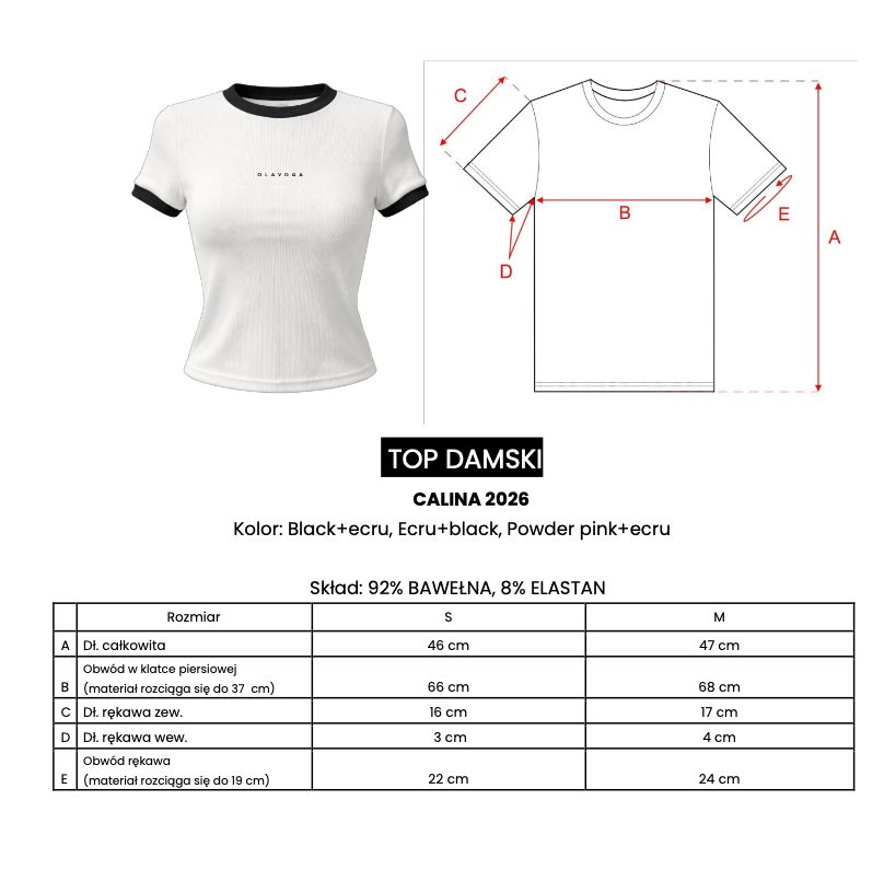 T-shirt damski OLAVOGA CALINA 2026 pudrowy róż + ecru
