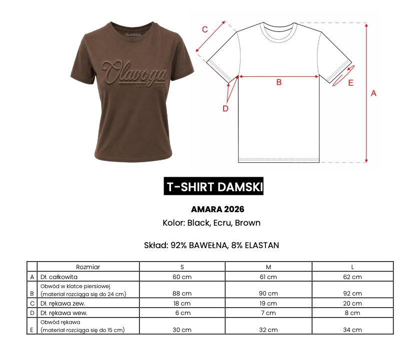 T-shirt damski OLAVOGA AMARA 2026 czerń
