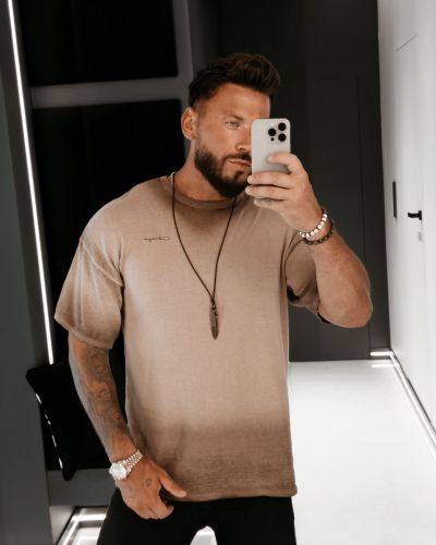 T-shirt męski OLAVOGA VI MA 2026 ciemny beż - FashionPlace - 1