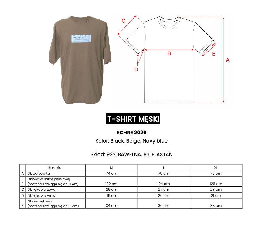 T-shirt męski OLAVOGA ECHRE 2026 beż