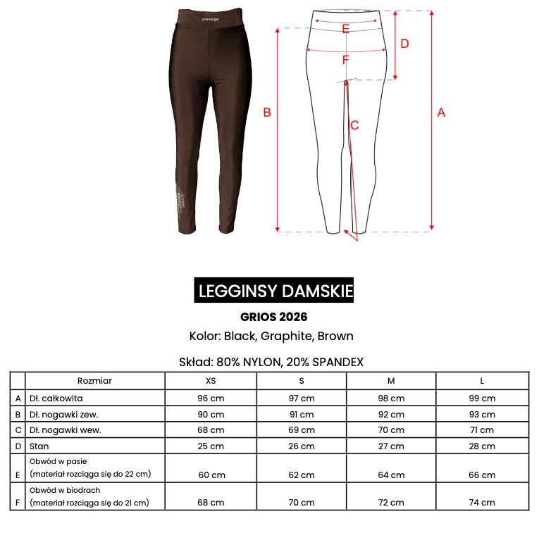 Legginsy damskie OLAVOGA GRIOS 2026 grafit