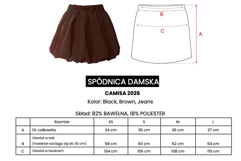 Spódnica damska OLAVOGA CAMISA 2026 brąz
