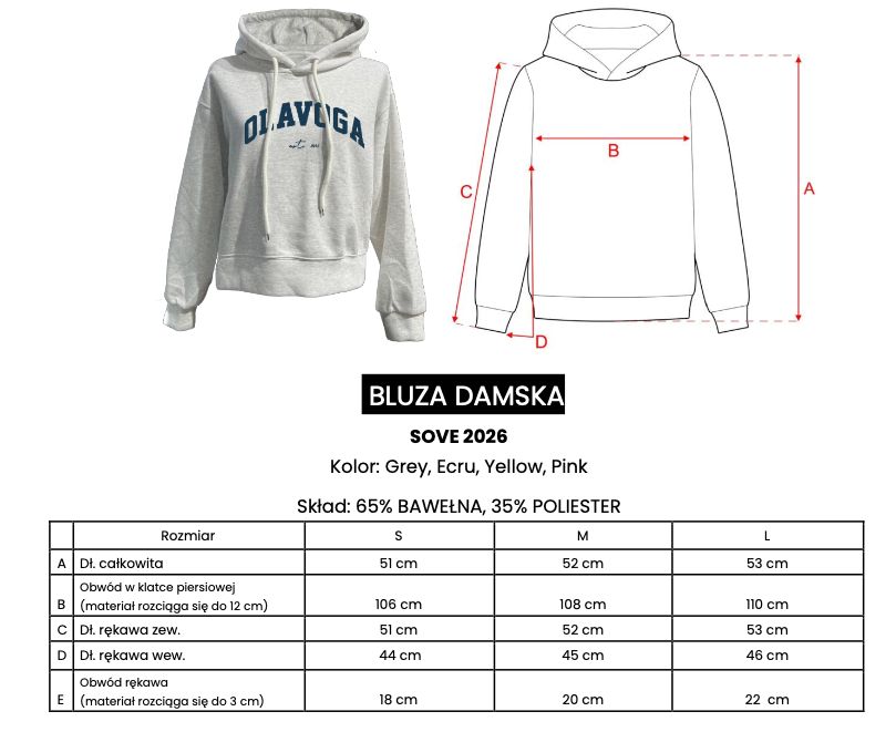 Bluza damska OLAVOGA SOVE 2026 żółta
