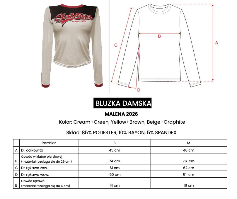Bluzka damska OLAVOGA MALENA 2026 krem+zieleń