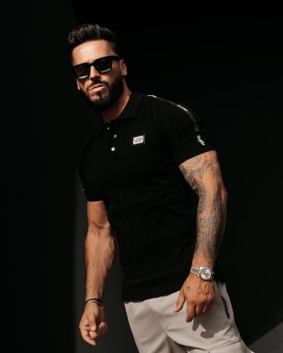 T-shirt męski slim fit OLAVOGA BALARDI 2026 czerń - FashionPlace - 1