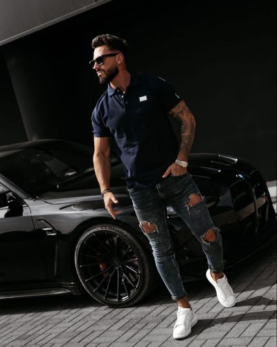 T-shirt męski slim fit OLAVOGA BALARDI 2026 navy blue - FashionPlace - 1