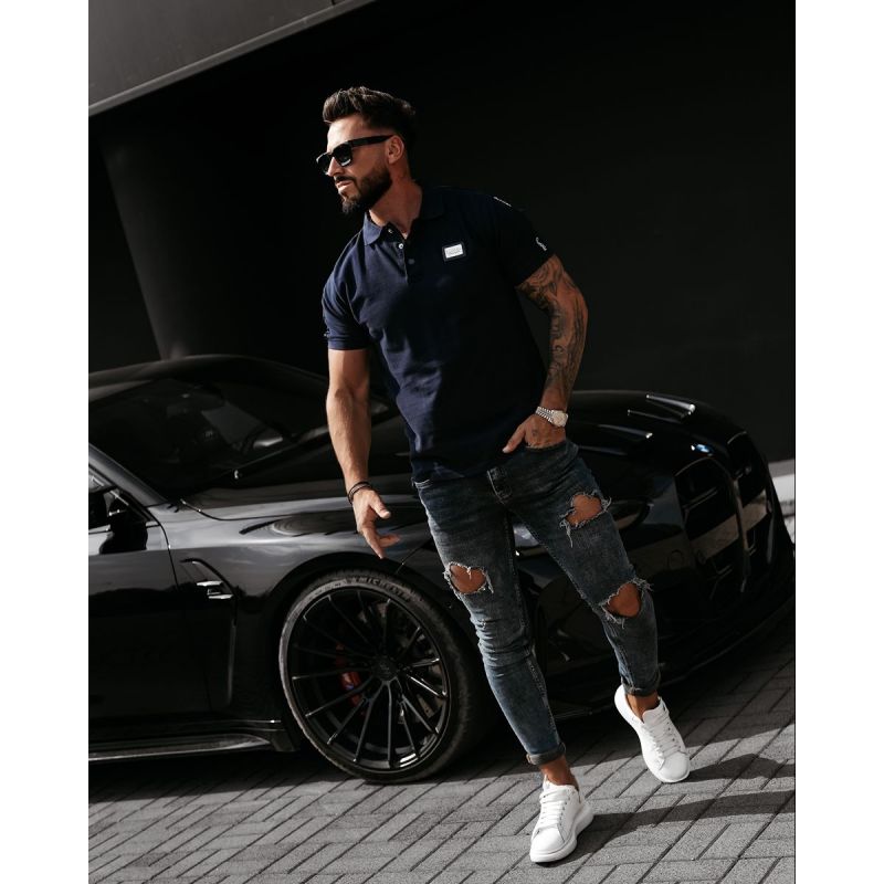 T-shirt męski slim fit OLAVOGA BALARDI 2026 navy blue - FashionPlace - 1