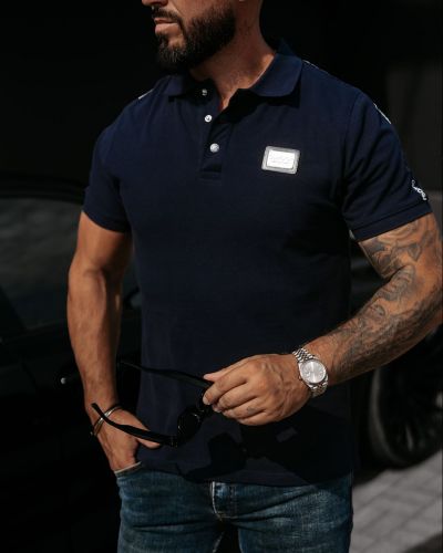 T-shirt męski slim fit OLAVOGA BALARDI 2026 navy blue - FashionPlace - 2