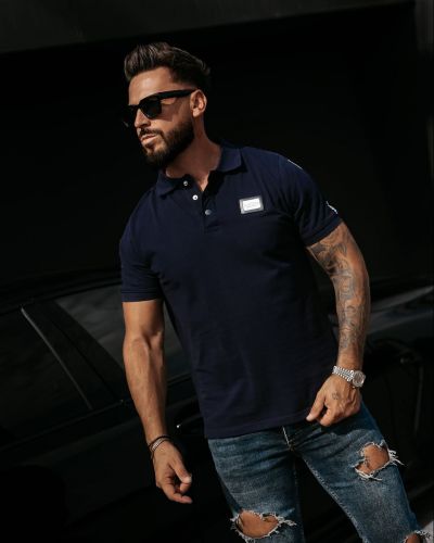 T-shirt męski slim fit OLAVOGA BALARDI 2026 navy blue - FashionPlace - 3