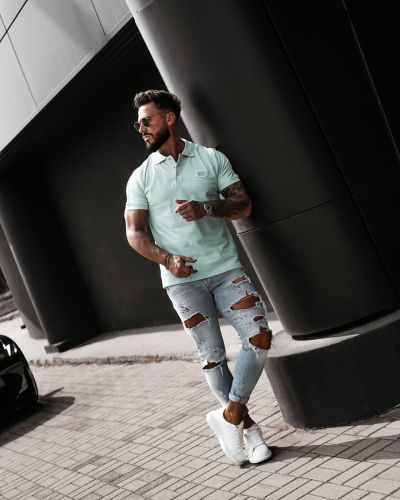 T-shirt męski slim fit OLAVOGA BALARDI 2026 mięta - FashionPlace - 1