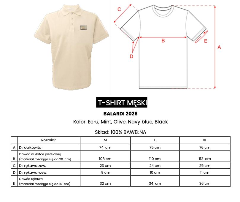 T-shirt męski slim fit OLAVOGA BALARDI 2026 ecru