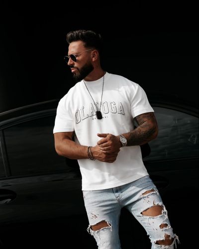 T-shirt męski regular fit OLAVOGA GIVENCE 2026 ecru - FashionPlace - 1