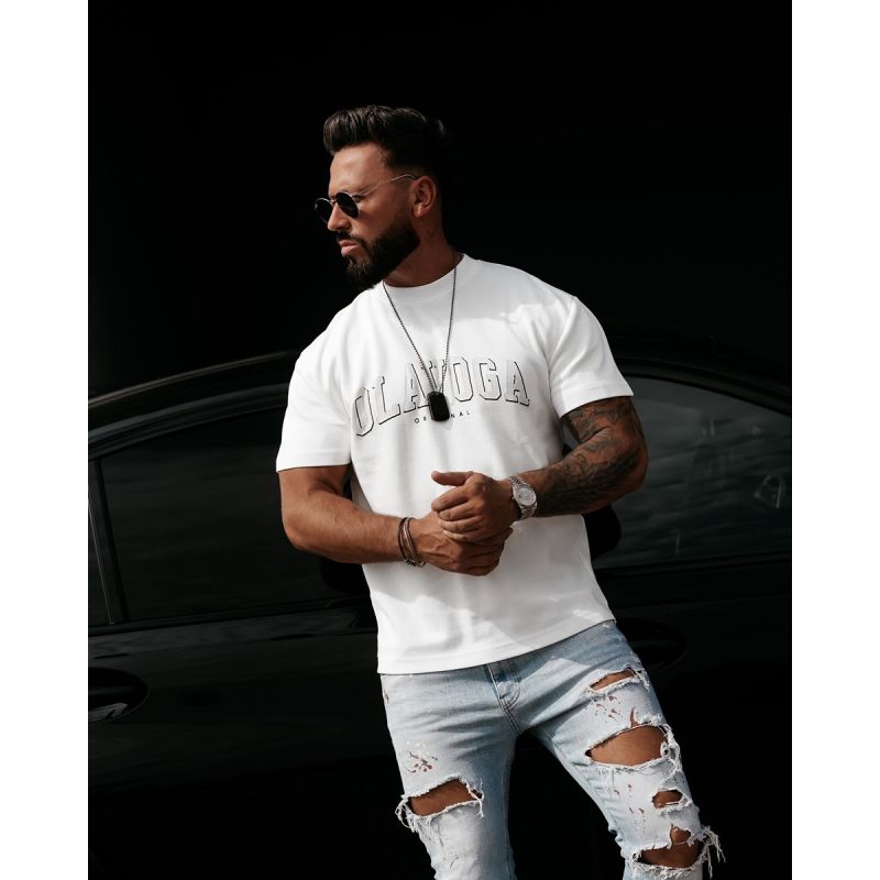 T-shirt męski regular fit OLAVOGA GIVENCE 2026 ecru - FashionPlace - 1