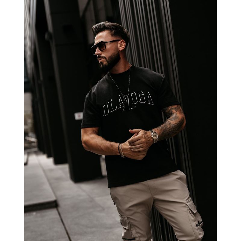 T-shirt męski regular fit OLAVOGA GIVENCE 2026 czerń - FashionPlace - 1