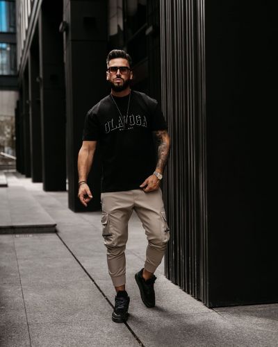 T-shirt męski regular fit OLAVOGA GIVENCE 2026 czerń - FashionPlace - 2