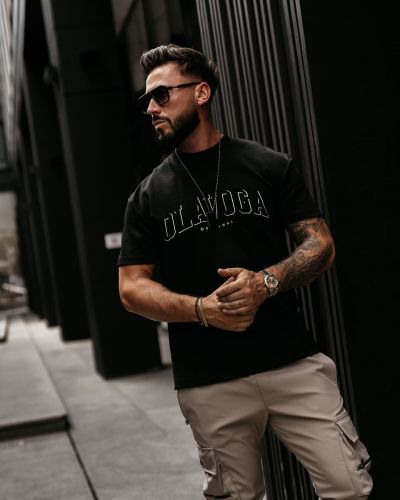 T-shirt męski regular fit OLAVOGA GIVENCE 2026 czerń - FashionPlace - 5
