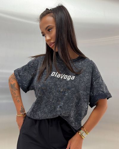 T-shirt damski oversize fit OLAVOGA STREET CLASSIC 2026 szary - FashionPlace - 2