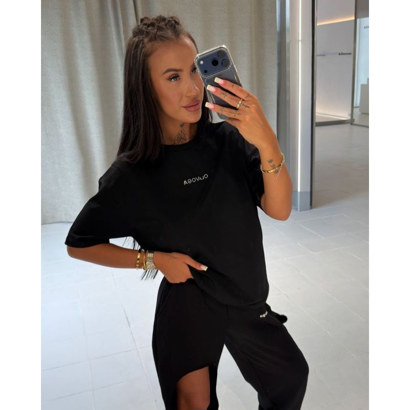 T-shirt damski oversize fit OLAVOGA VERDI 2026 czerń - FashionPlace - 1