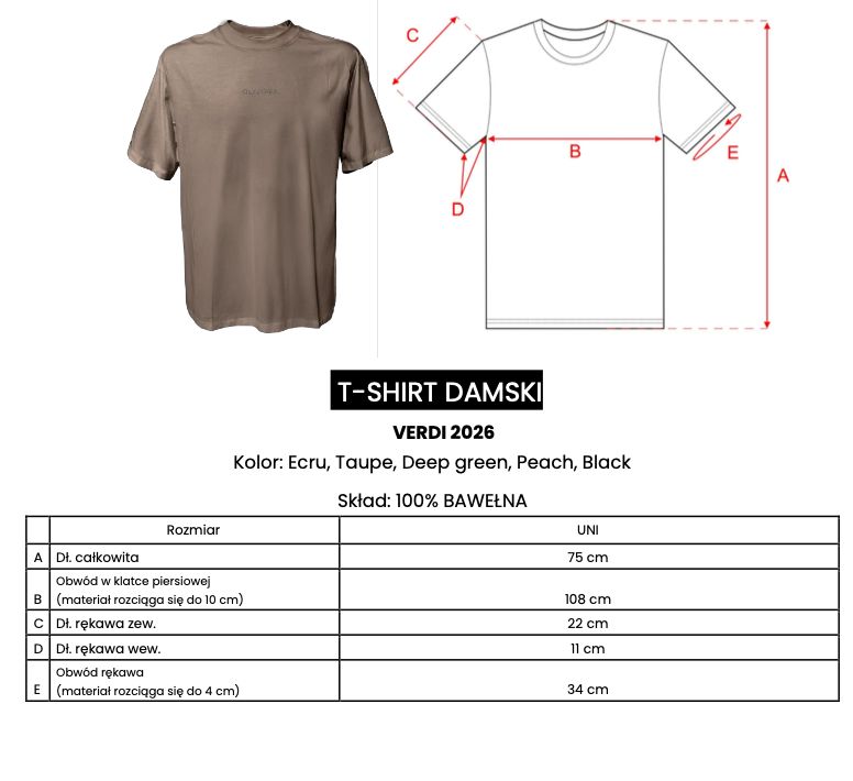 T-shirt damski oversize fit OLAVOGA VERDI 2026 czerń
