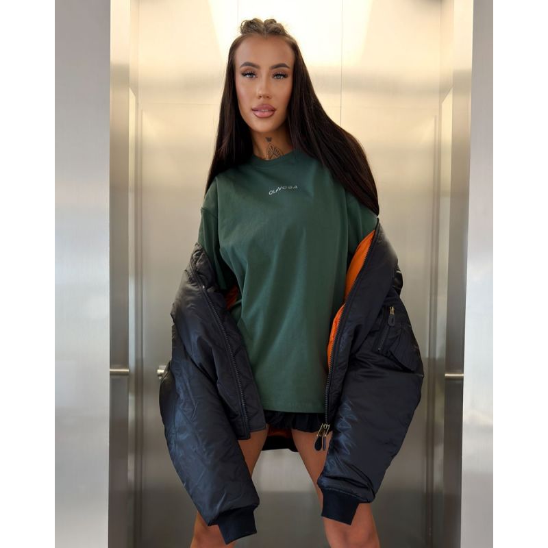 T-shirt damski oversize fit OLAVOGA VERDI 2026 butelkowa zieleń - FashionPlace - 1