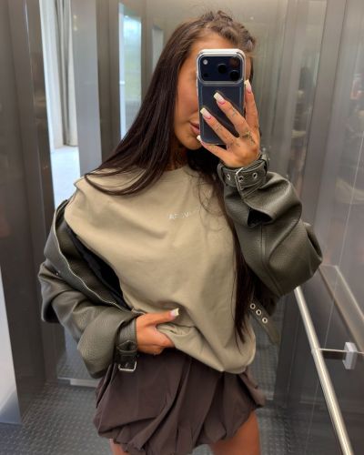 T-shirt damski oversize fit OLAVOGA VERDI 2026 taupe - FashionPlace - 1
