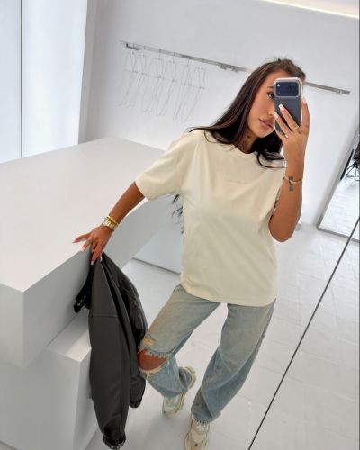 T-shirt damski oversize fit OLAVOGA VERDI 2026 ecru - FashionPlace - 3