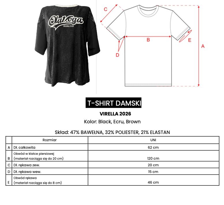 T-shirt damski OLAVOGA VIRELLA 2026 czerń