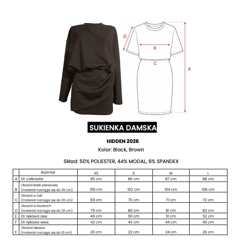 Sukienka damska OLAVOGA HIDDEN 2026 brąz