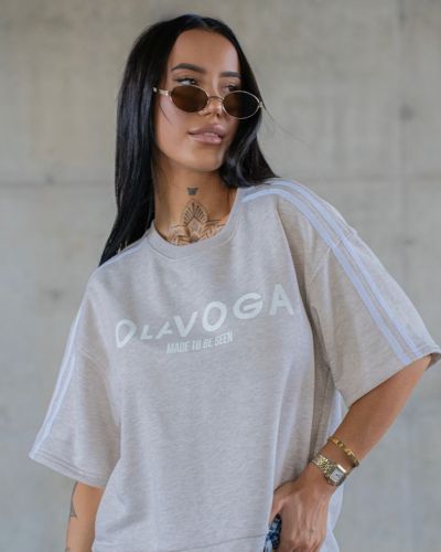 T-shirt damski OLAVOGA KALMA 2026 szary melanż - FashionPlace - 5