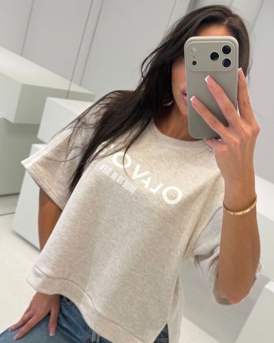 T-shirt damski OLAVOGA KALMA 2026 szary melanż - FashionPlace - 6