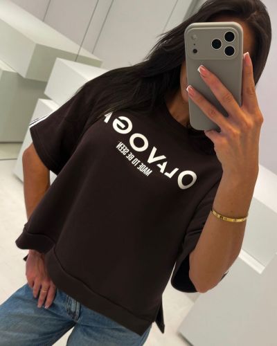 T-shirt damski OLAVOGA KALMA 2026 brąz - FashionPlace - 2