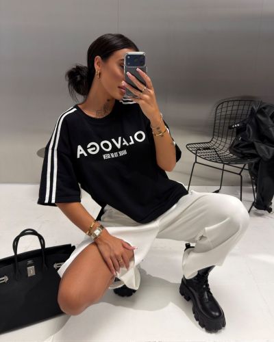 T-shirt damski OLAVOGA KALMA 2026 czerń - FashionPlace - 1