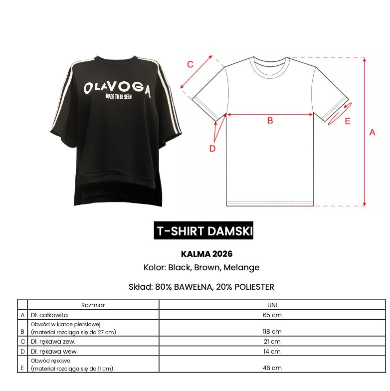 T-shirt damski OLAVOGA KALMA 2026 czerń