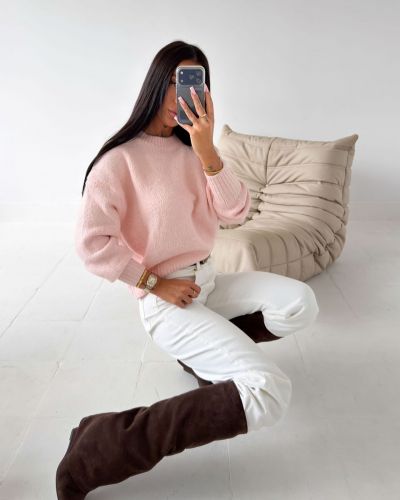 Sweter damski OLAVOGA FONSI 2026 pudrowy róż - FashionPlace - 1