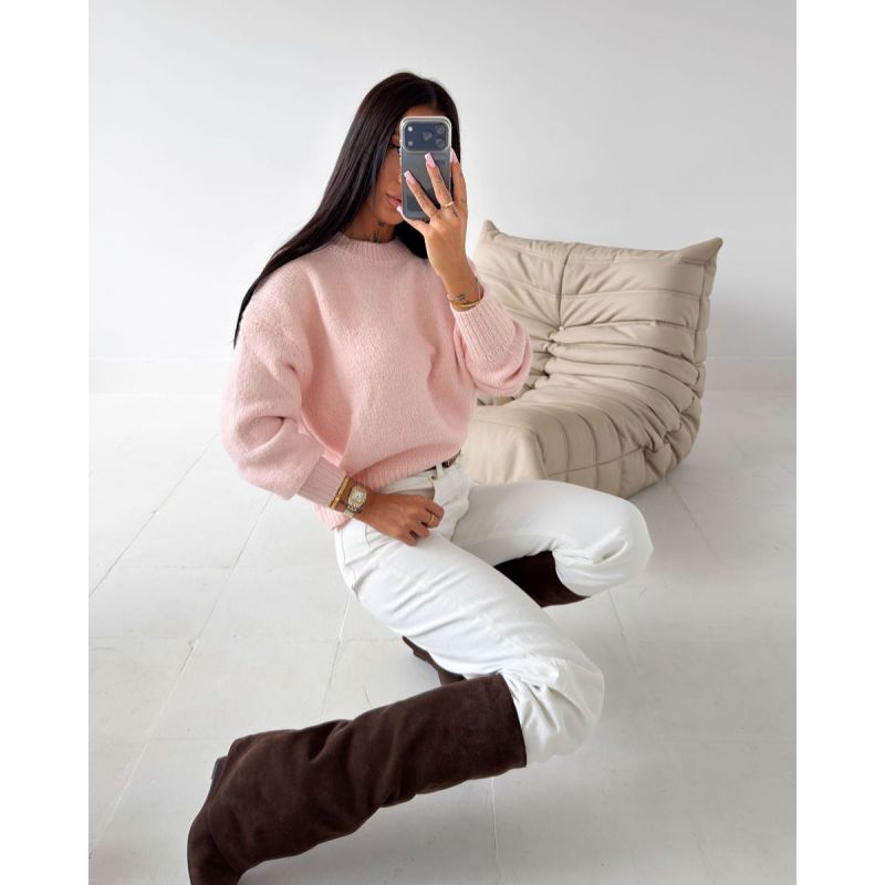 Sweter damski OLAVOGA FONSI 2026 pudrowy róż - FashionPlace - 1