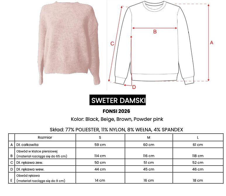 Sweter damski OLAVOGA FONSI 2026 pudrowy róż