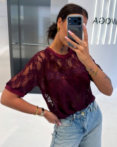 T-shirt damski OLAVOGA CIRCULAR 2026 burgund - FashionPlace - 1