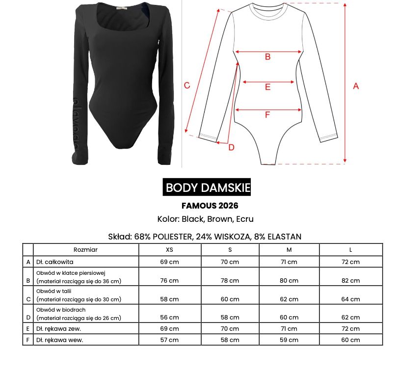 Body damskie OLAVOGA FAMOUS 2026 czerń