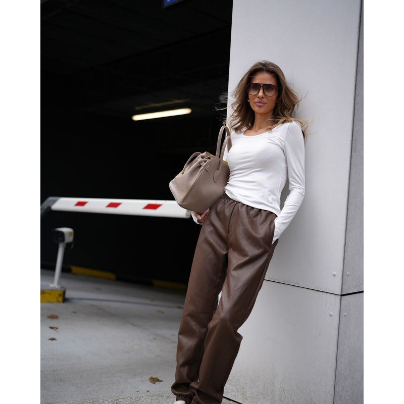 Spodnie damskie OLAVOGA FILL 2026 brąz - FashionPlace - 1