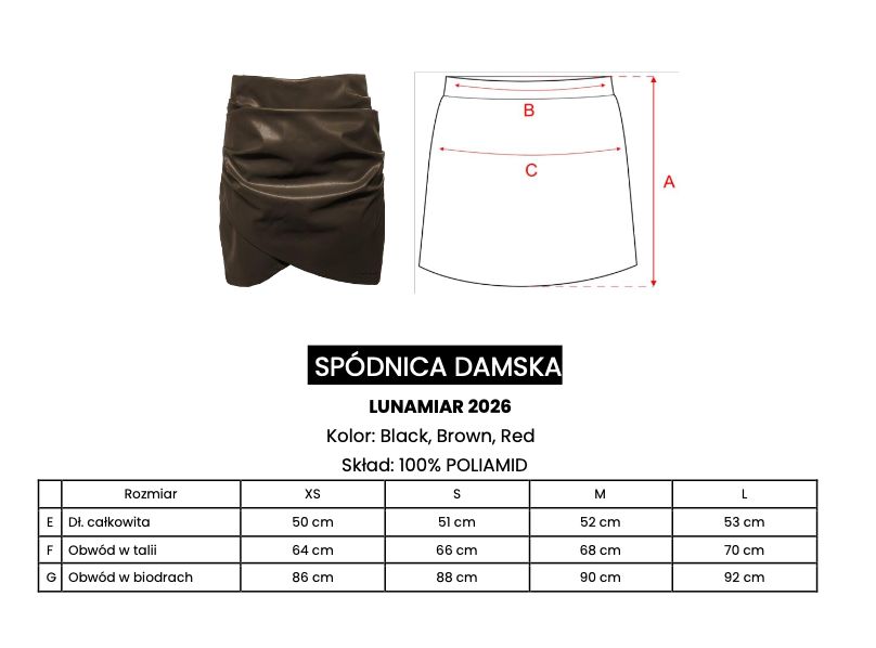 Spódnica damska OLAVOGA LUNAMIAR 2026 czerwień