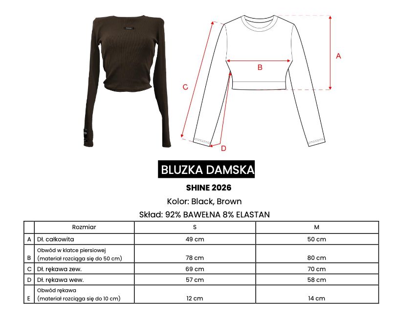 Bluzka damska OLAVOGA SHINE 2026 czerń