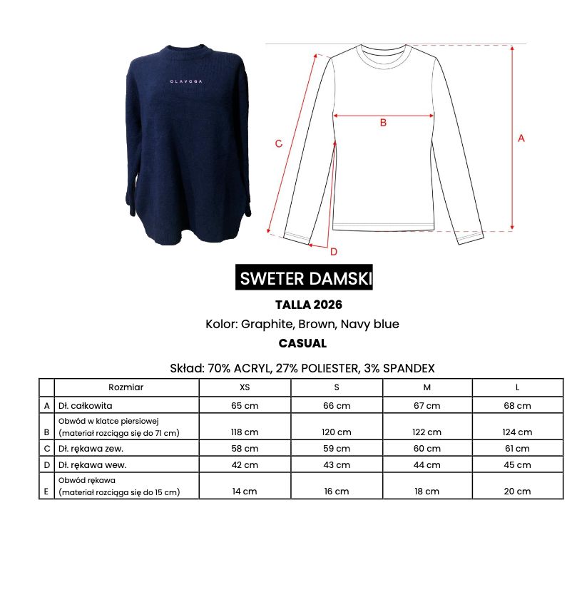 Sweter damski OLAVOGA TALLA 2026 grafit