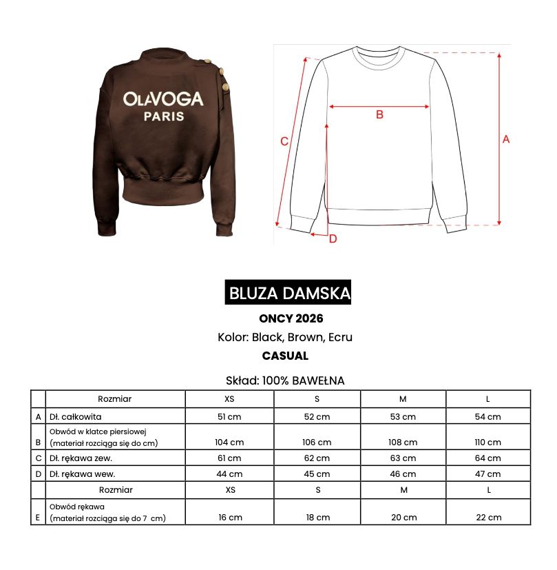 Bluza damska OLAVOGA ONCY 2026 brąz