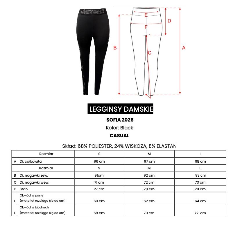 Legginsy damskie OLAVOGA SOFIA 2026 czerń