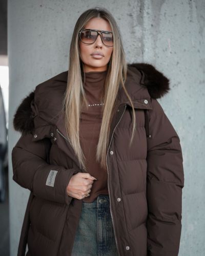 Płaszcz damski OLAVOGA FENZOON 2026 brąz - FashionPlace - 3